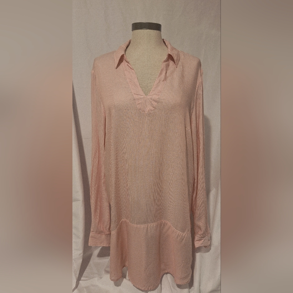 Cupio Blush Pink and White Striped Tunic Top